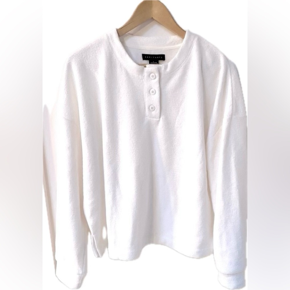 SANCTUARY ANTHROPOLOGIE White Cream Soft Pullover Fleece Sweater